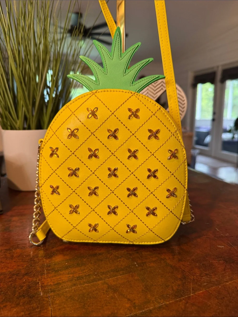 kate spade Yellow Pineapple Crossbody with Green Top